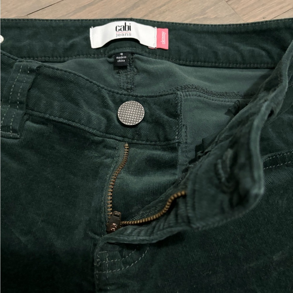 Cabi Skinny Cord Forest Green Size 4 - Picture 5 of 8